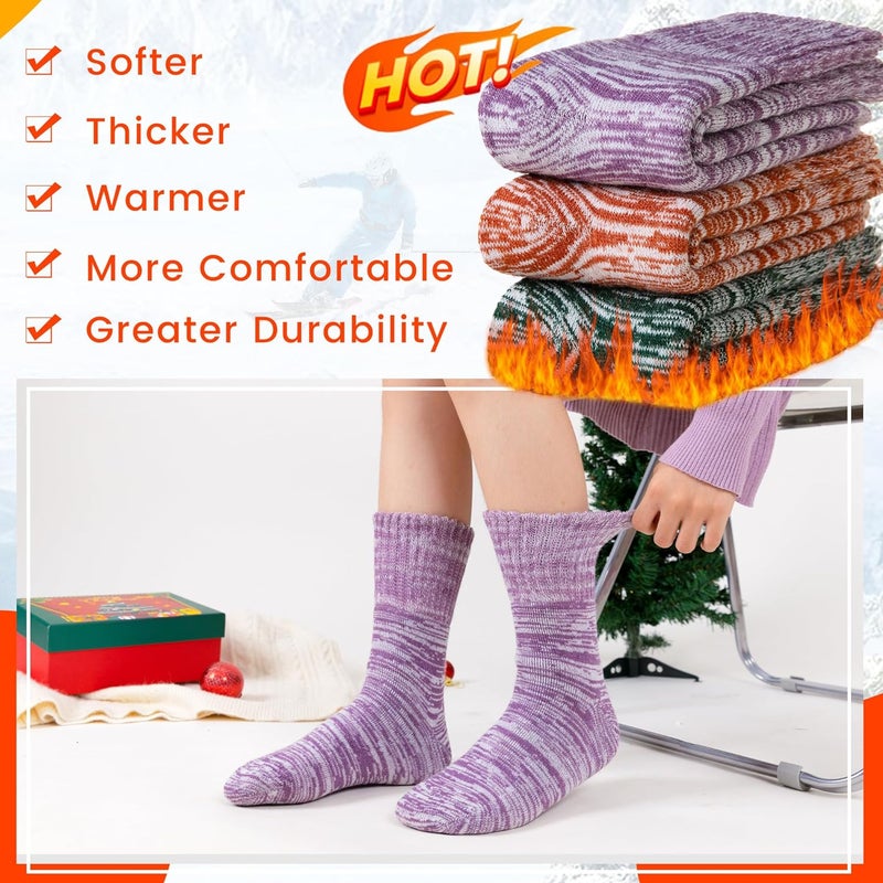 Velice Winter Warm Thermal Socks for Women Extra Thick Insulated Heated Crew Boot Socks for Cold Weather 5 Pairs - Image 2